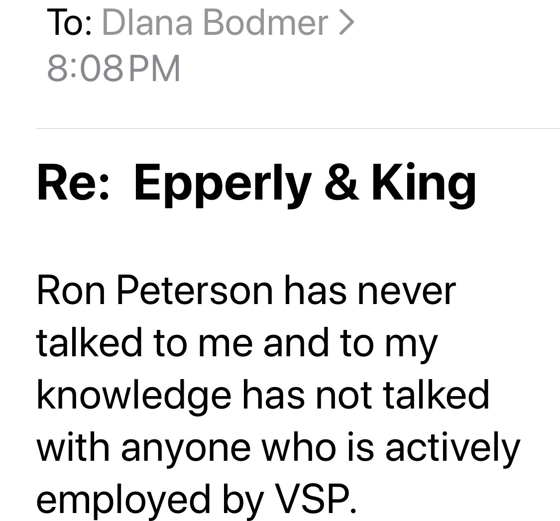 Dlana’s email regarding Ron Peterson